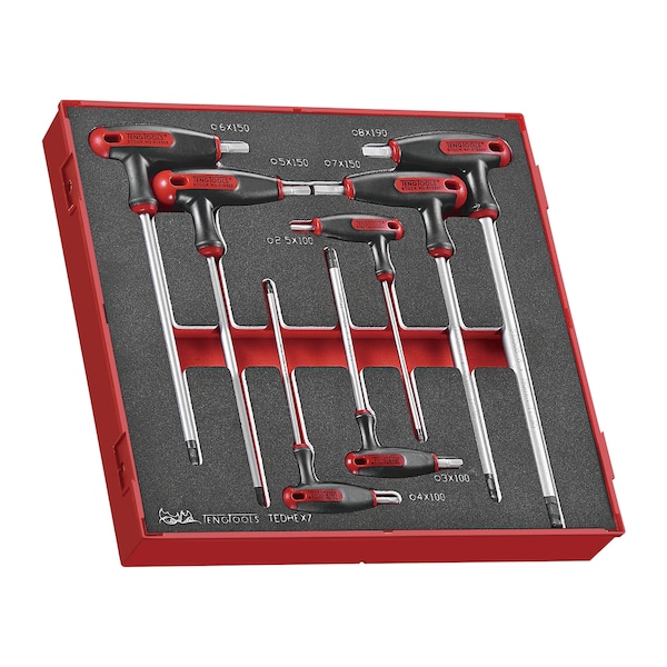 TEDHEX7 - 7 Piece T Handle Hex Key Set in EVA Tray